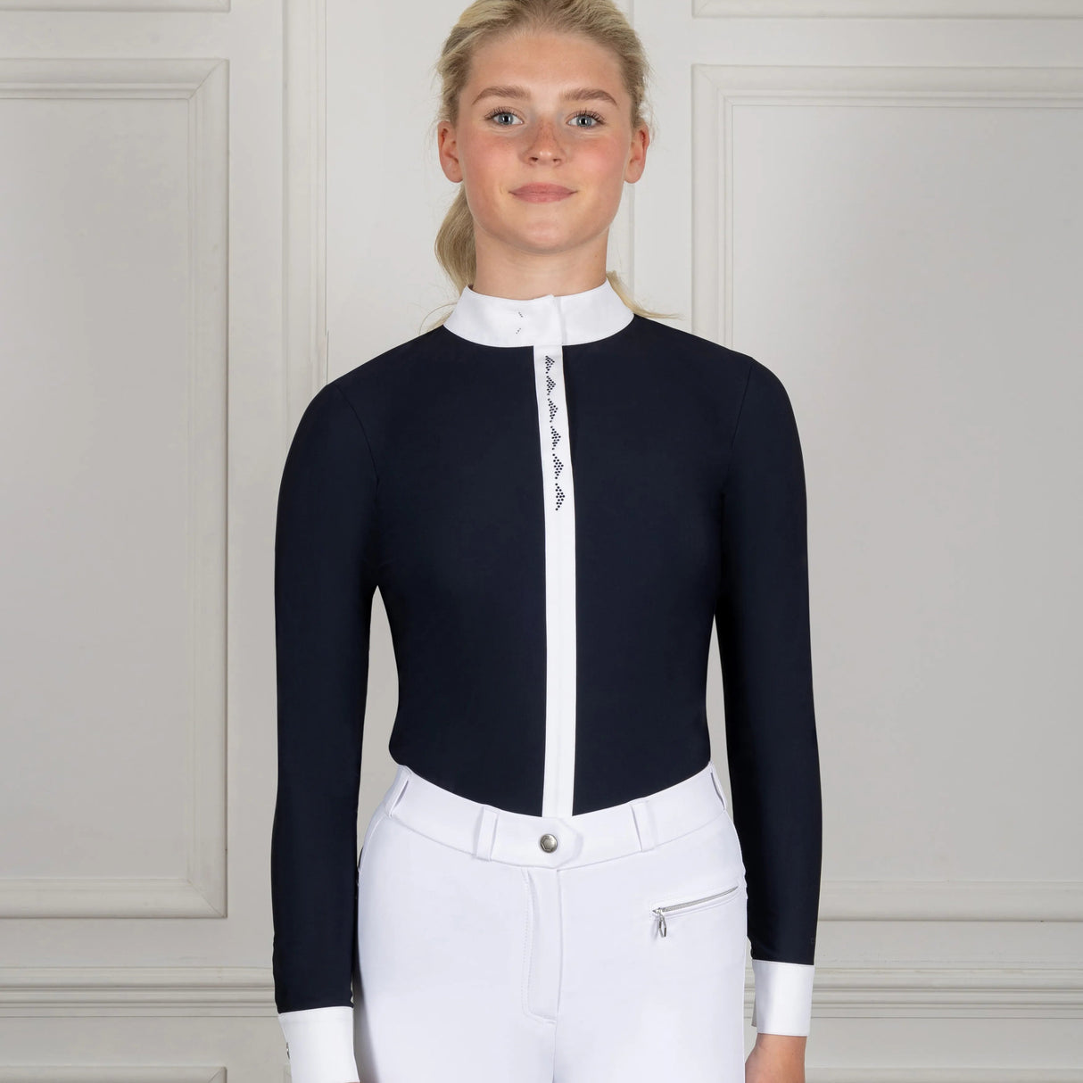 Coldstream Larkhall Diamante Show Shirt #colour_navy