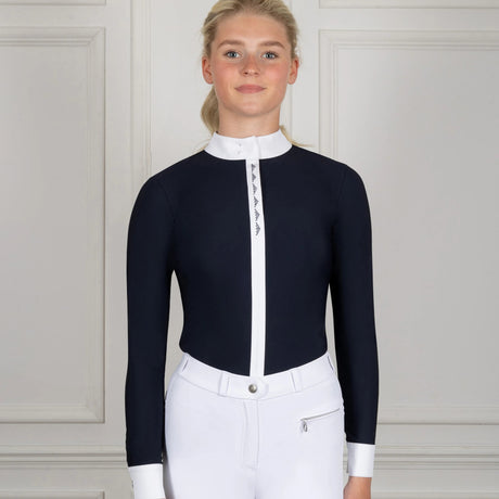 Coldstream Larkhall Diamante Show Shirt #colour_navy