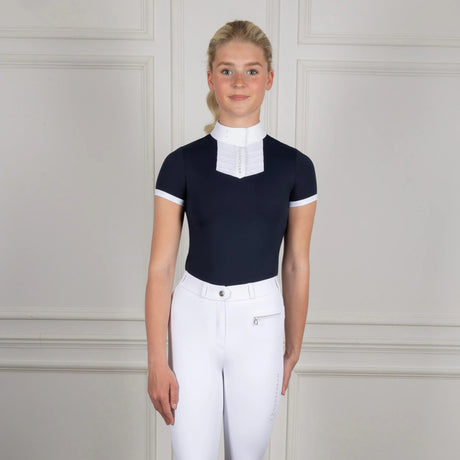 Coldstream Roslin Ruffled Crystal Show Shirt #colour_navy