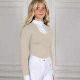 Coldstream Long Sleeve Roslin Ruffled Crystal Show Shirt #colour_latte
