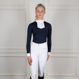 Coldstream Long Sleeve Roslin Ruffled Crystal Show Shirt #colour_navy