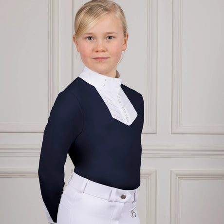 Coldstream Next Generation Long Sleeve Roslin Ruffled Crystal Show Shirt #colour_navy