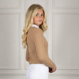 Coldstream Clarkston Knitted V-Neck Jumper #colour_champagne