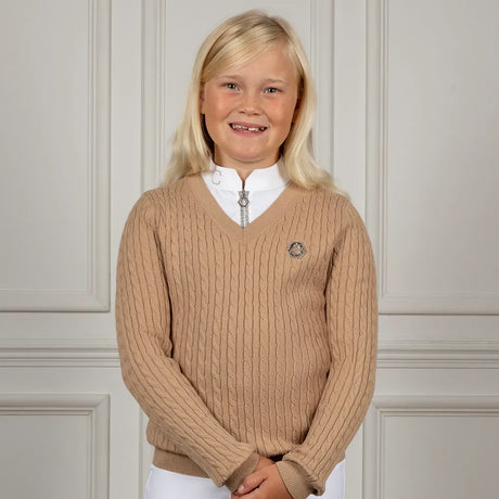 Coldstream Next Generation Clarkston Knitted V-Neck Jumper #colour_champagne