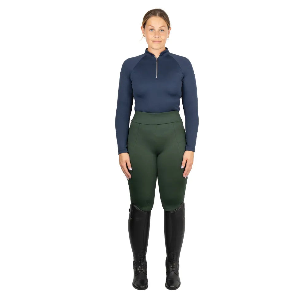 Hy Equestrian Ladies Melton Riding Tights #colour_forest-green