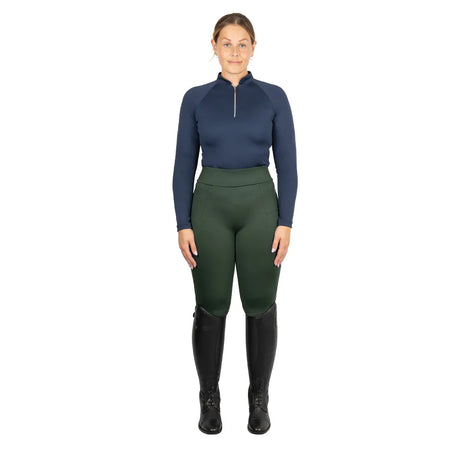 Hy Equestrian Ladies Melton Riding Tights #colour_forest-green