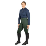 Hy Equestrian Ladies Melton Riding Tights #colour_forest-green
