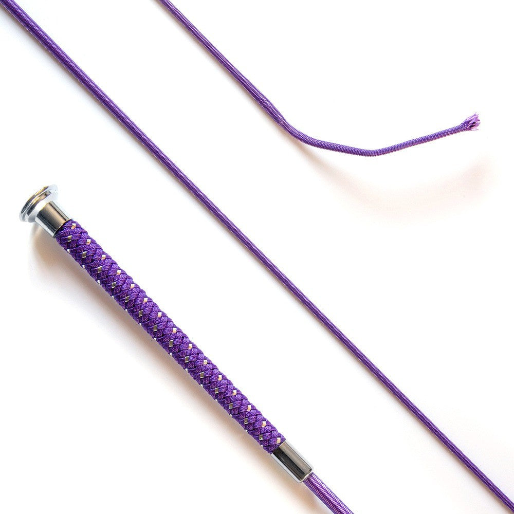 KM Elite Dressage Whip with Silver Braided Grip #colour_purple