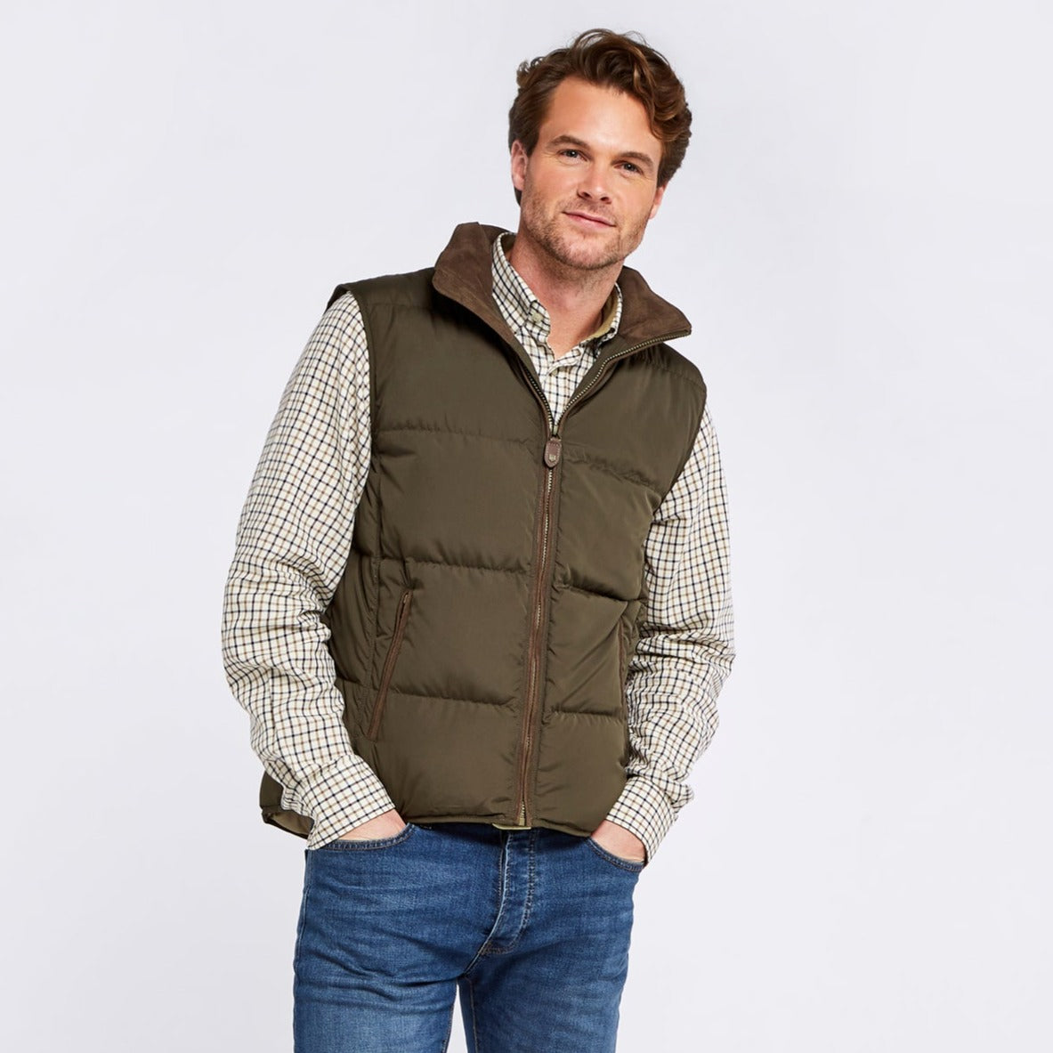 Dubarry Mens Graystown Down Gilet #Colour_olive