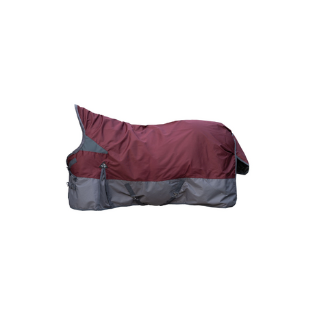 HKM 600D Fleece Lined High Neck Turnout Rug -Yukon- #colour_darkred-grey