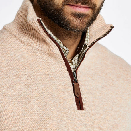 Dubarry Mens Feeney Zip Neck Sweater #Colour_oat