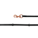 Waldhausen Icelandic Reins With Snap Hooks #colour_black-rose-gold