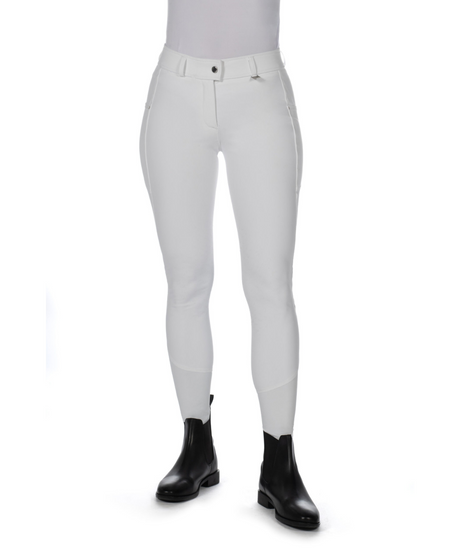 HKM Ladies Silicone Knee Patch Breeches -Livigno- #colour_white