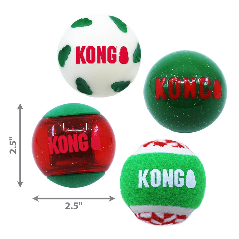 KONG Holiday Occasions Balls Pack of 4