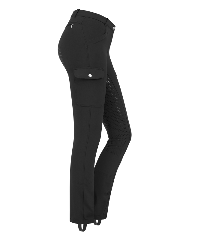 E.L.T Ladies Micro Jodhpur Cargo Silicone Breeches #colour_black