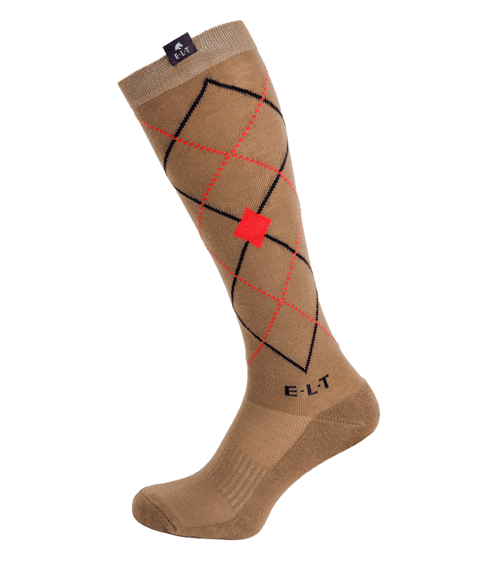 E.L.T Argyle Riding Socks #colour_cappuccino-fire-red