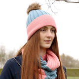Hy Equestrian Synergy Luxury Bobble Hat and Snood Bundle #colour_aqua-rose
