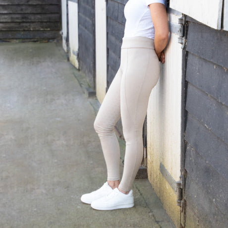 Hy Equestrian Ladies Melton Riding Tights #colour_ beige