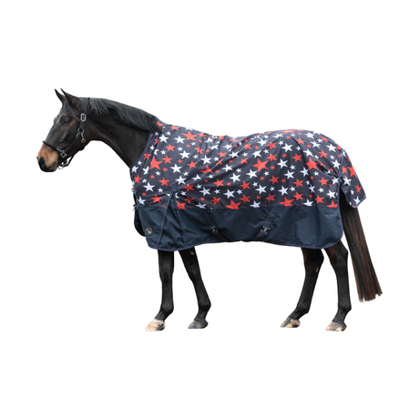 HKM 600D Fleece Lined Highneck Rug -Norwich- #colour_blue-with-stars-design