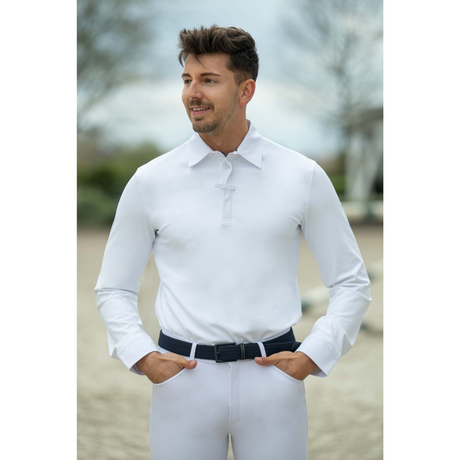 HKM Men's Long Sleeve Competition Shirt -Davie- #colour_white