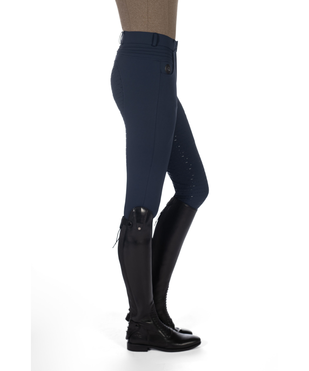 HKM Ladies Silicone Full Seat Heating Riding Breeches -Comfort- Style #colour_deep-blue