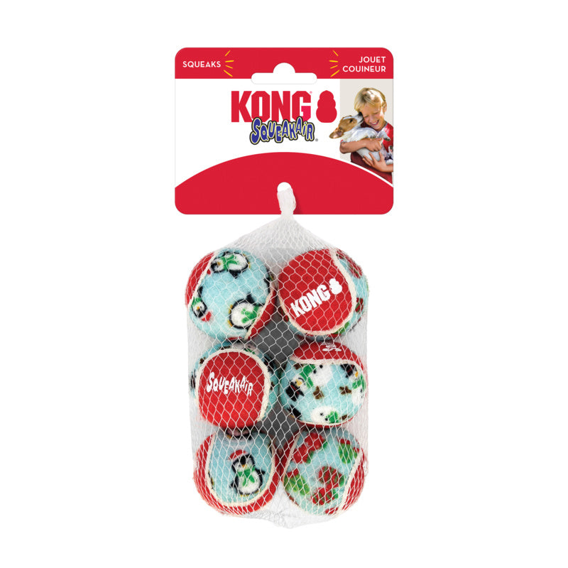 KONG Holiday SqueakAir Balls Pack of 6