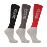 HYCONIC Socks by Hy Equestrian Pack of 3 #colour_red-black