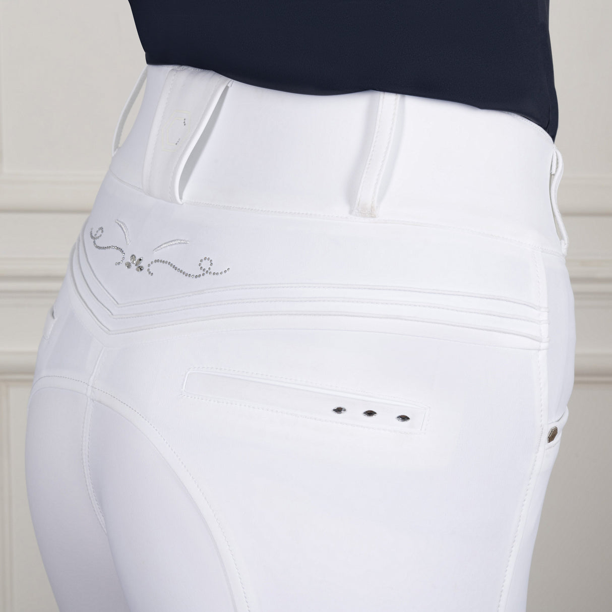 Coldstream Hermitage Diamante Breeches #colour_white
