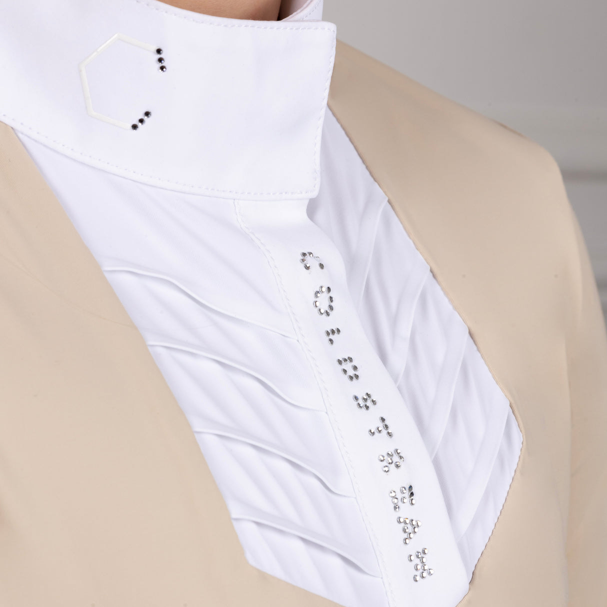 Coldstream Roslin Ruffled Crystal Show Shirt #colour_latte