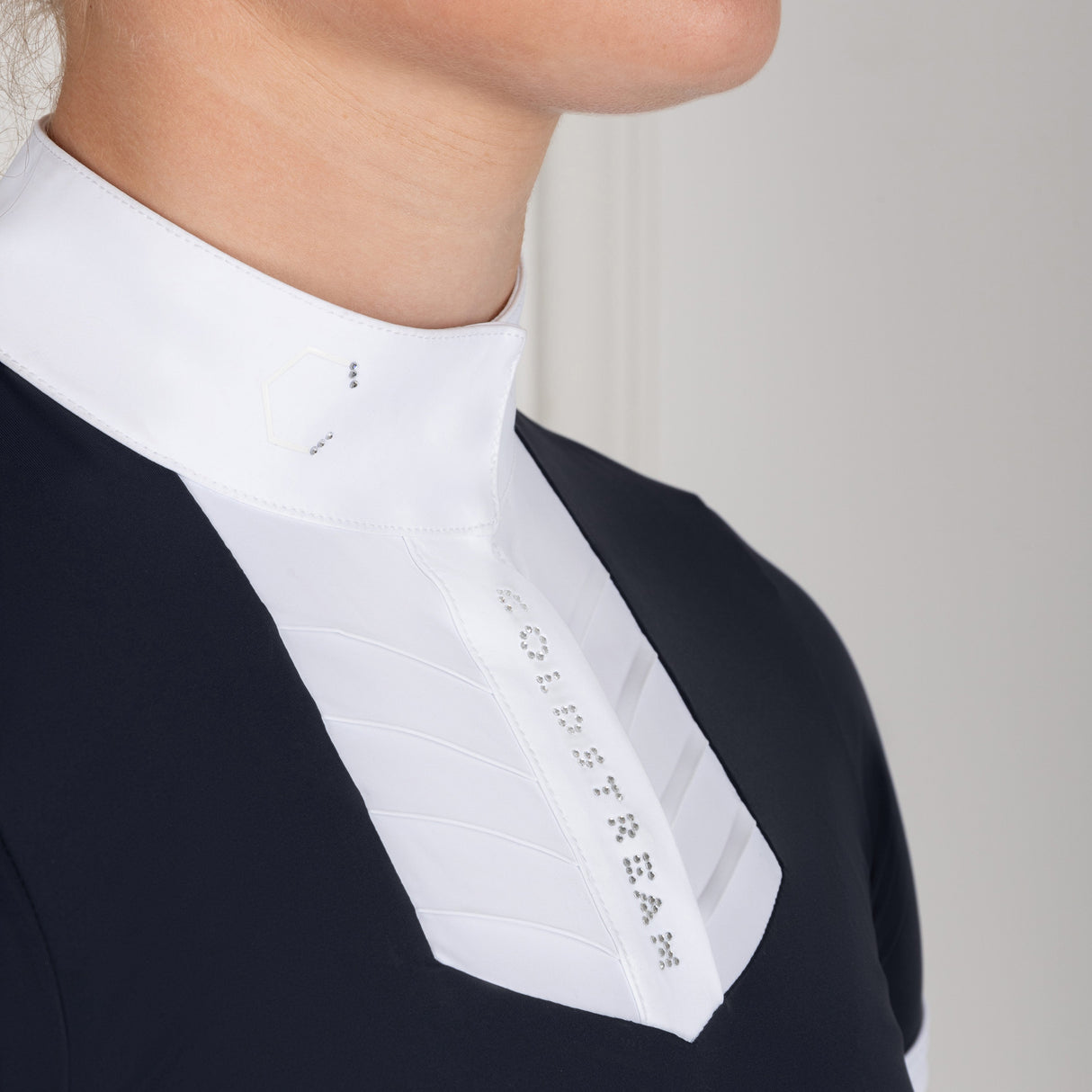 Coldstream Roslin Ruffled Crystal Show Shirt #colour_navy