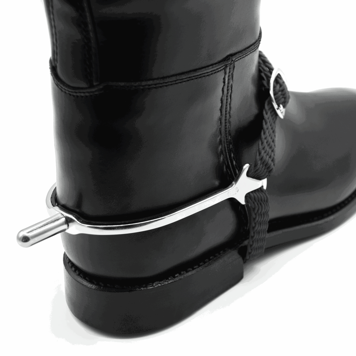 Sprenger Slimline Stainless Steel Flat Neck Boot Protect Spurs #style_round-neck