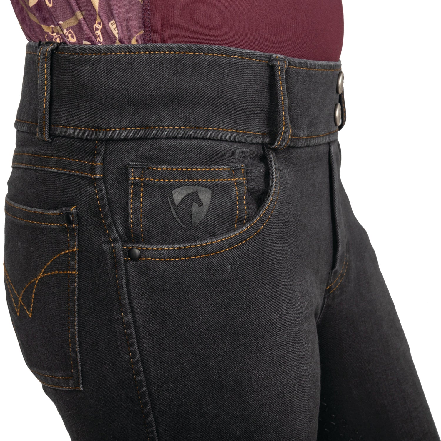 Hy Equestrian Elevate Mizs Style Denim Breeches #colour_black