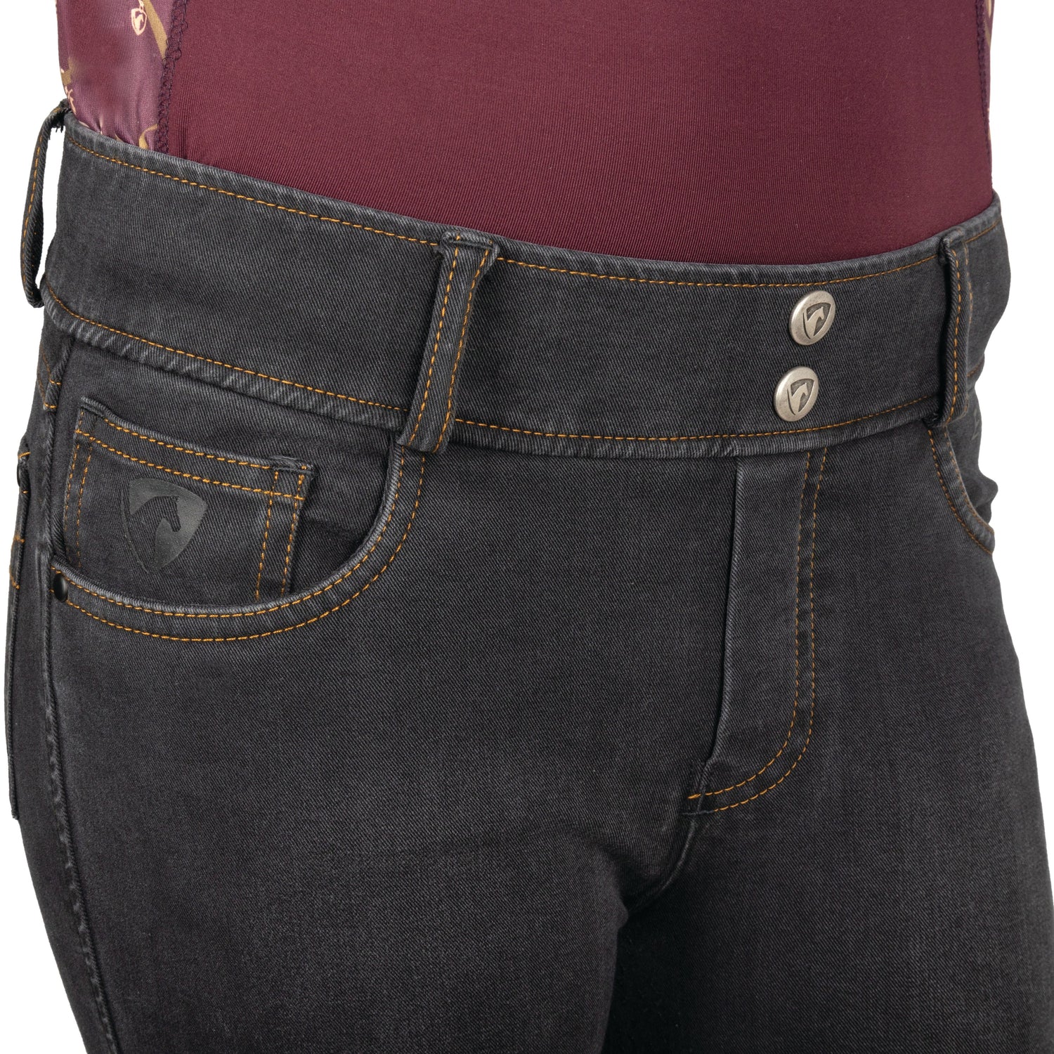 Hy Equestrian Elevate Mizs Style Denim Breeches #colour_black