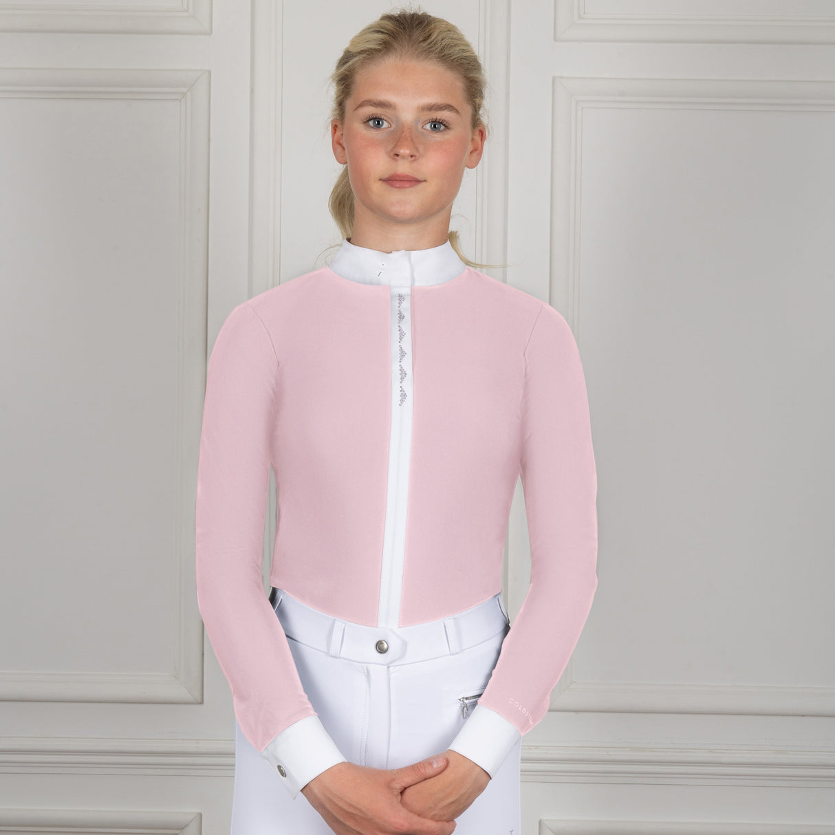 Coldstream Larkhall Diamante Show Shirt #colour_blush-pink