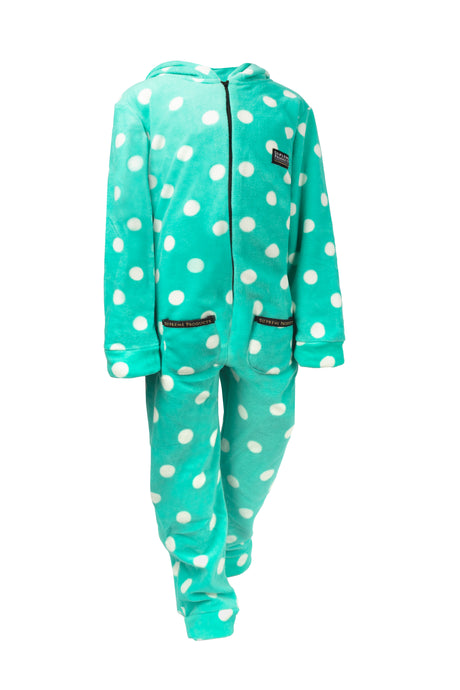Supreme Products Child's Dotty Fleece Onesie #colour_gorgeoous-green