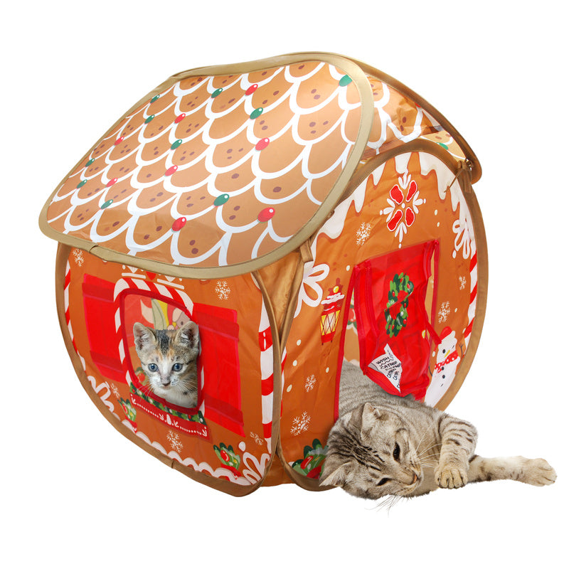 Kong Holiday Cat Play Spaces Bungalow -Lebkuchen