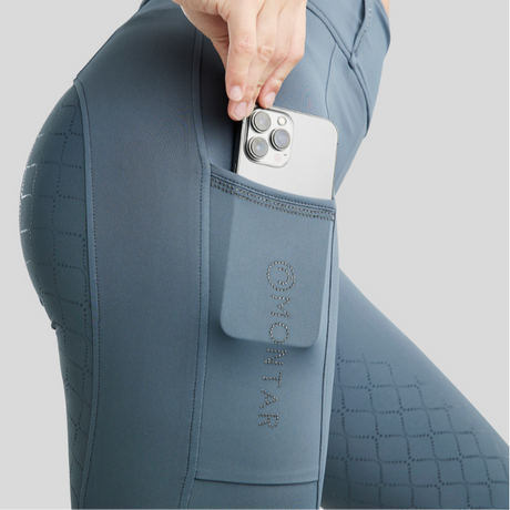 Montar MoBlair Hybrid Pull-On with Gun Metal Crystals Full Grip Riding Tights #colour_dark-slate