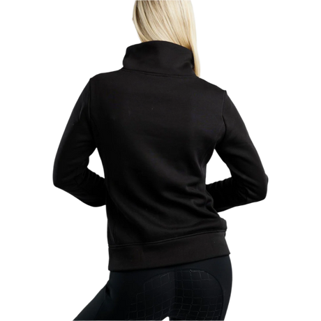 Montar MoNaja High Collar Sweatshirt with Gun Metal Crystal Logo #colour_black