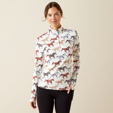 Ariat Women's Lowell 3.0 1/4 Zip Baselayer #colour_painted-ponies-print
