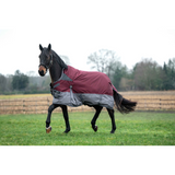 HKM 600D Fleece Lined High Neck Turnout Rug -Yukon- #colour_darkred-grey