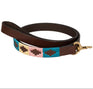 Benji & Flo Sublime Polo Leather Dog Lead #colour_blue-pink-vanilla