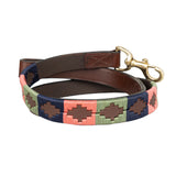 Benji & Flo Sublime Polo Leather Dog Lead #colour_pink-navy-green
