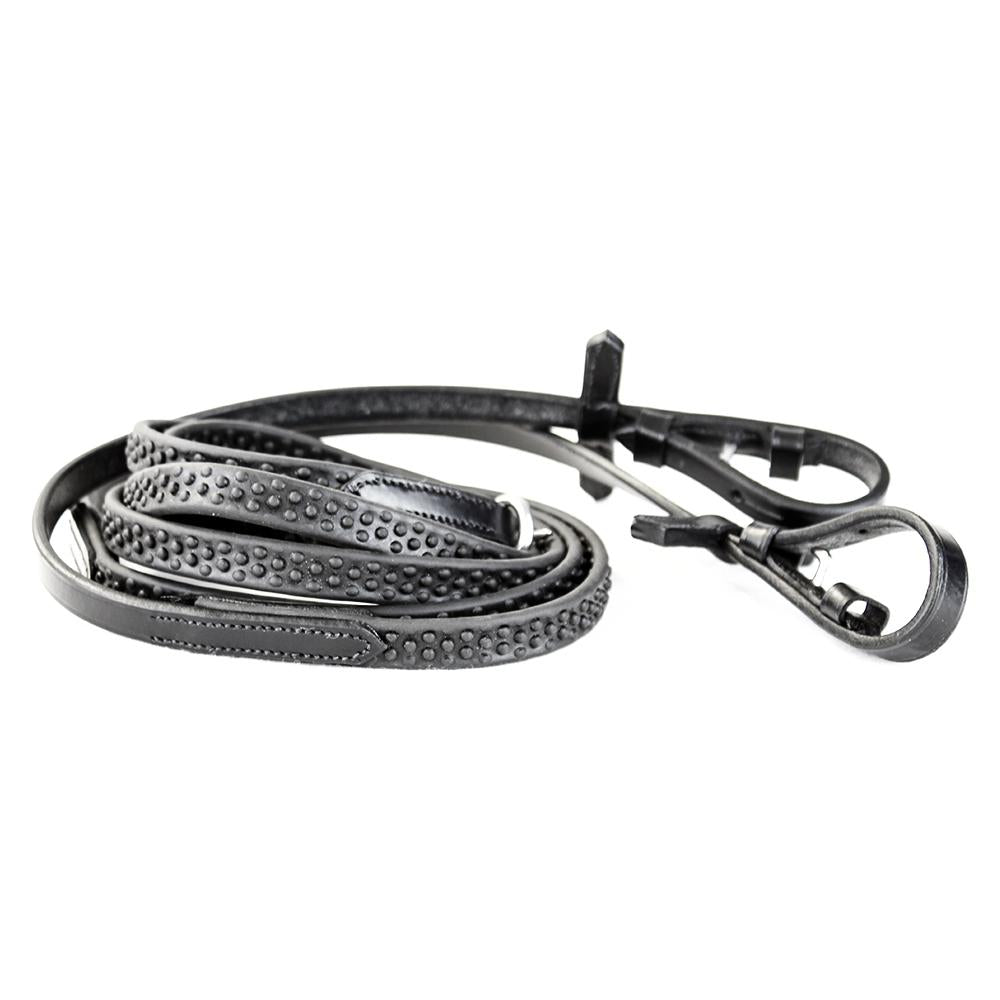 KM Elite Pro Grip Eventer Reins No Stoppers #colour_black