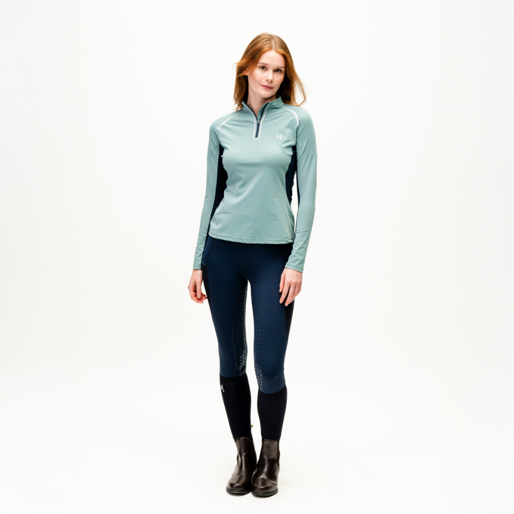 Horseware Ireland Stamina Long Sleeve 1/4 Zip Top #colour_sage