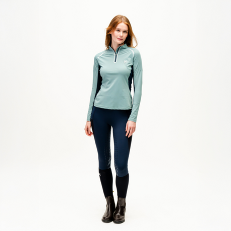 Horseware Ireland Stamina Long Sleeve 1/4 Zip Top #colour_sage