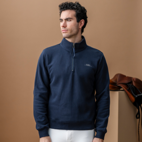 Alessandro Albanese Men's Gabriel Quarter Zip Sweatshirt #colour_core-navy