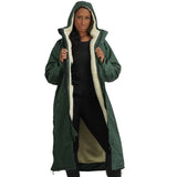 EQUIDRY Women's Thick Fleece Evolution Fixed Hood #colour_black-forest-green-cream