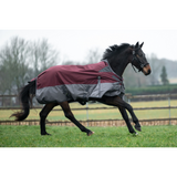 HKM 600D Fleece Lined High Neck Turnout Rug -Yukon- #colour_darkred-grey