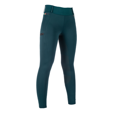 HKM Women's Silicone Full Seat Riding Tights -Livigno- #colour_deep-green