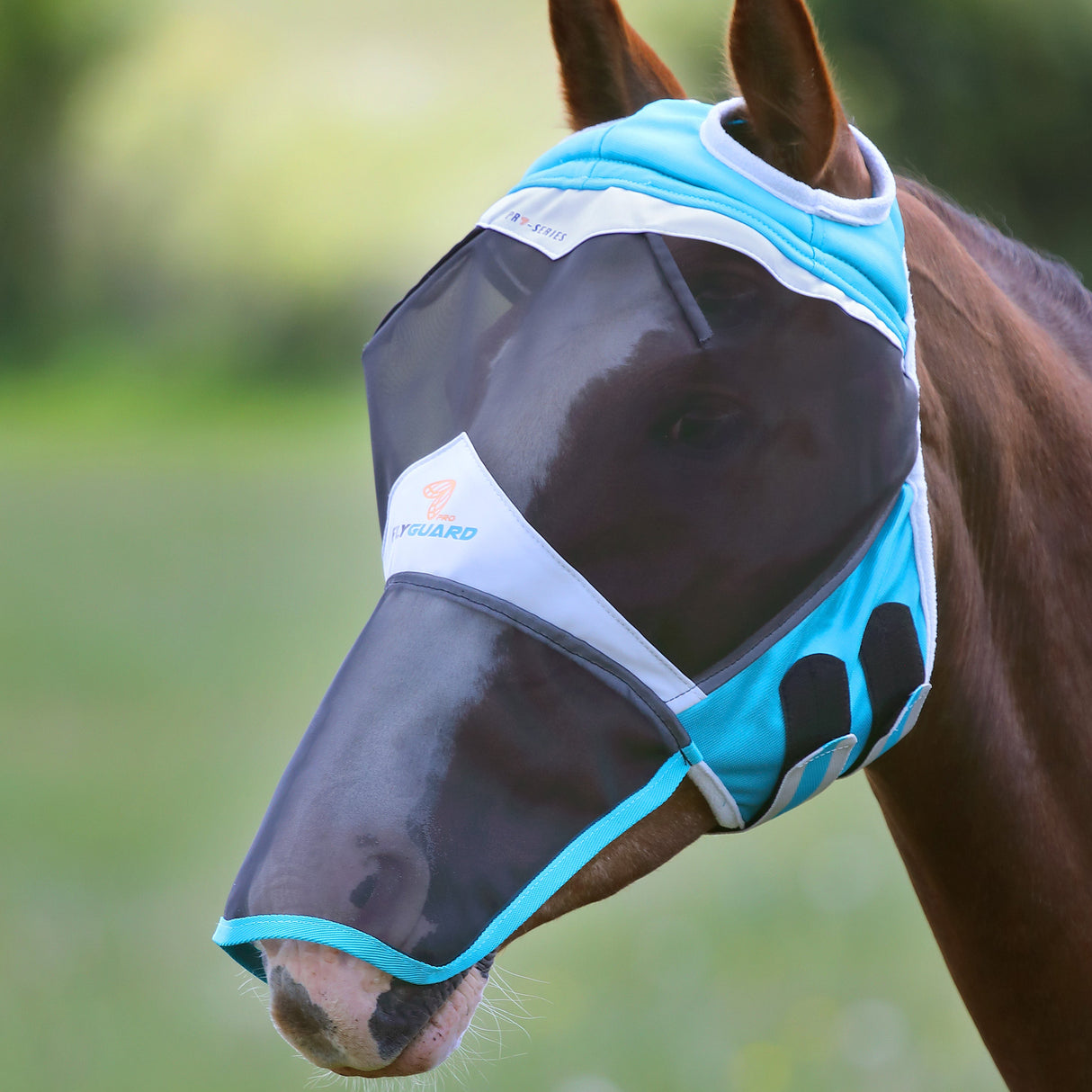 Shires FlyGuard Pro Fine Mesh Fly Mask With Ear Hole & Nose #colour_teal